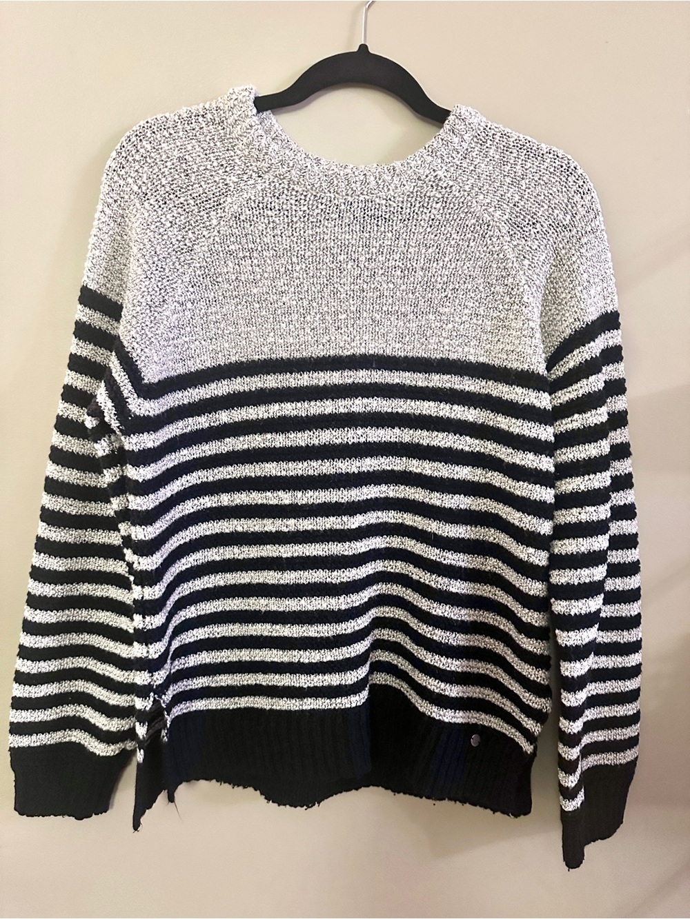Volcom- Black & White Striped Crewneck Sweater - Small